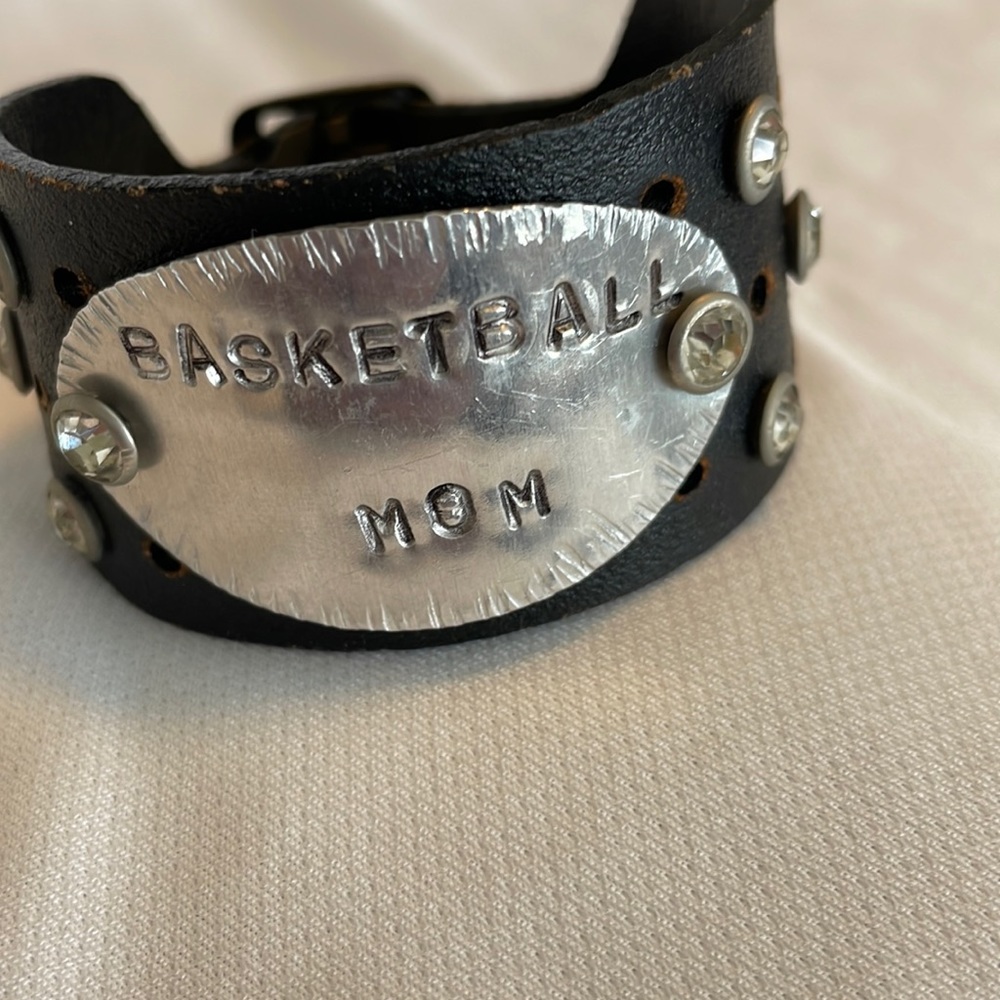 Leather basketball mom bracelet